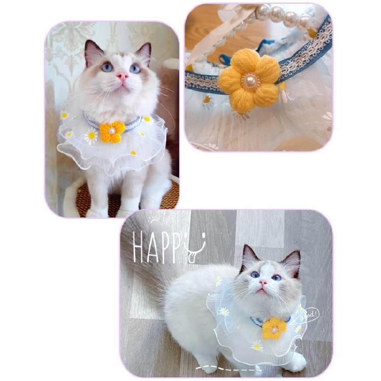Fashion Small Flower Cats Collar Lace Bib Lace Pet Collar Bib Sweet Cat Necklace
