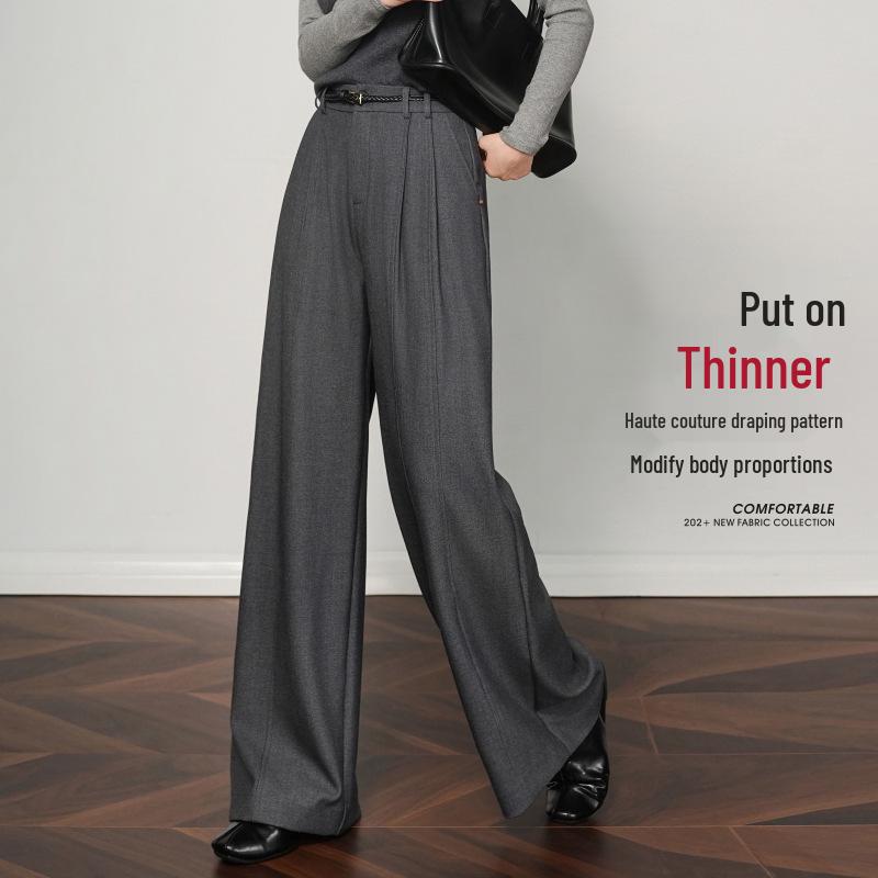 2025 Women's High-Waisted Tencel Wool Wide-Leg Pants - Versatile, Drapey, Casual Suit Style
