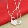 A square/heart shaped lock pendant necklace, suitable for women's wedding engagement daily gift heart shaped lock pendant necklace