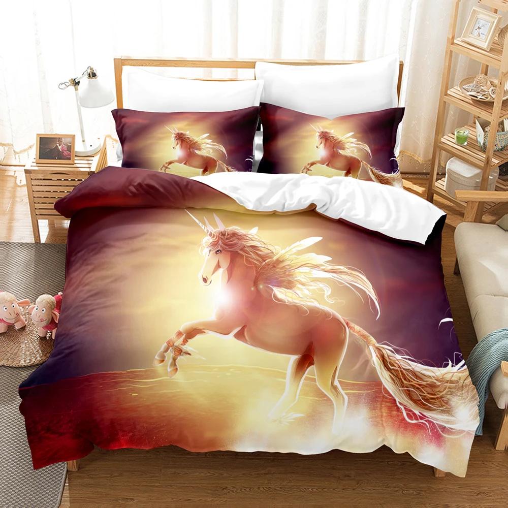 

Lightweight Trendy Full Queen King 100 Polyester Fiber Unicorn Children Winter Bedroom Home Textile Housse De Couette Quilt Comforter (quilt)-EU Single(135*200cm)3pcs