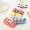 Creative Plaid Pencil Case Korean Ins Stationery Storage Pouch Cartoon Embroidery Pen Bag Travel