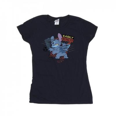 Camiseta feminina/senhora Lilo e Stitch facilmente distraída de algodão