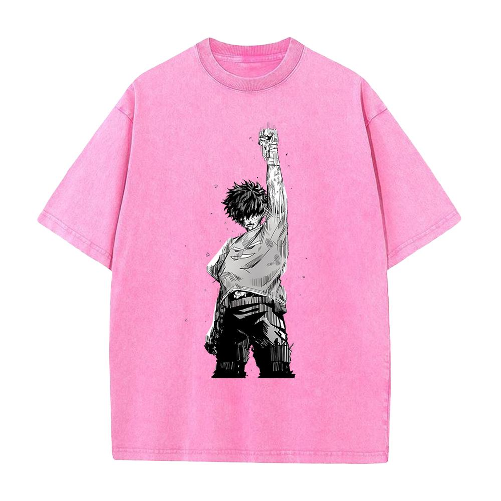 Anime My Hero Academia Midoriya Izuku Graphic T Shirt Men Women Clothing Oversized Tshirt Washed Cotton Tee Harajuku Tshirt