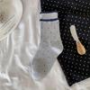 Ladies Autumn Simple Polka Dot Bow Puppy Button Medium Tube Cotton Socks