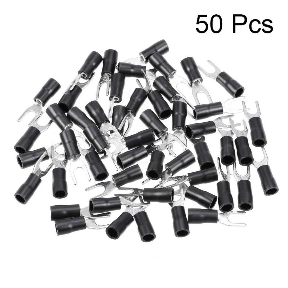 50pcs Insulated U-Type Wire Connector Spade Electrical Terminals Crimp Terminal  Wire Connector