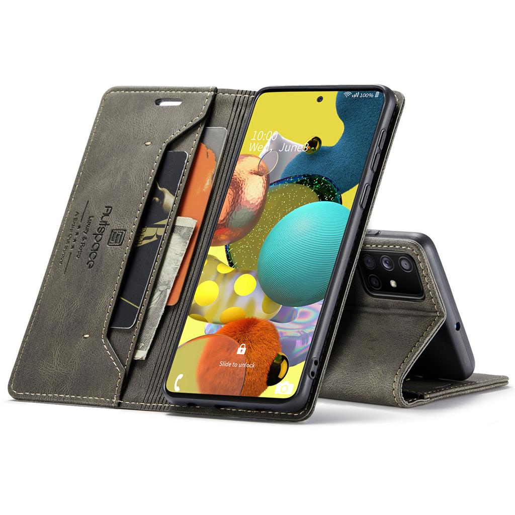 Premium Vintage Leather Wallet Case for Samsung Galaxy A71 4G -RFID Blocking Flip Cover with Card Holder, Shockproof Protective Phone Cover (4 Colors)