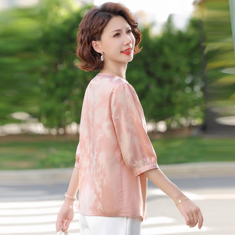 Xiaofu New Chinese Style Five-Sleeve Blouse for Middle-Aged Women