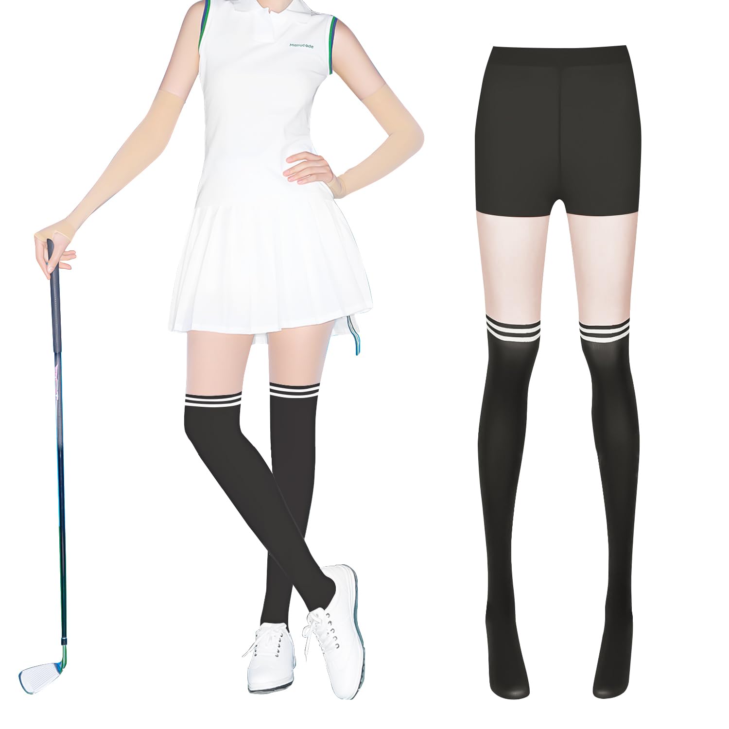 

Гольф Солнце УФ Гольф Компрессионный Охлаждающий к Влаге Быстро Дышащий [TXIYLJ] Женские Колготки, Леггинсы, Женские Чулки, Лето, Защита, чёрный