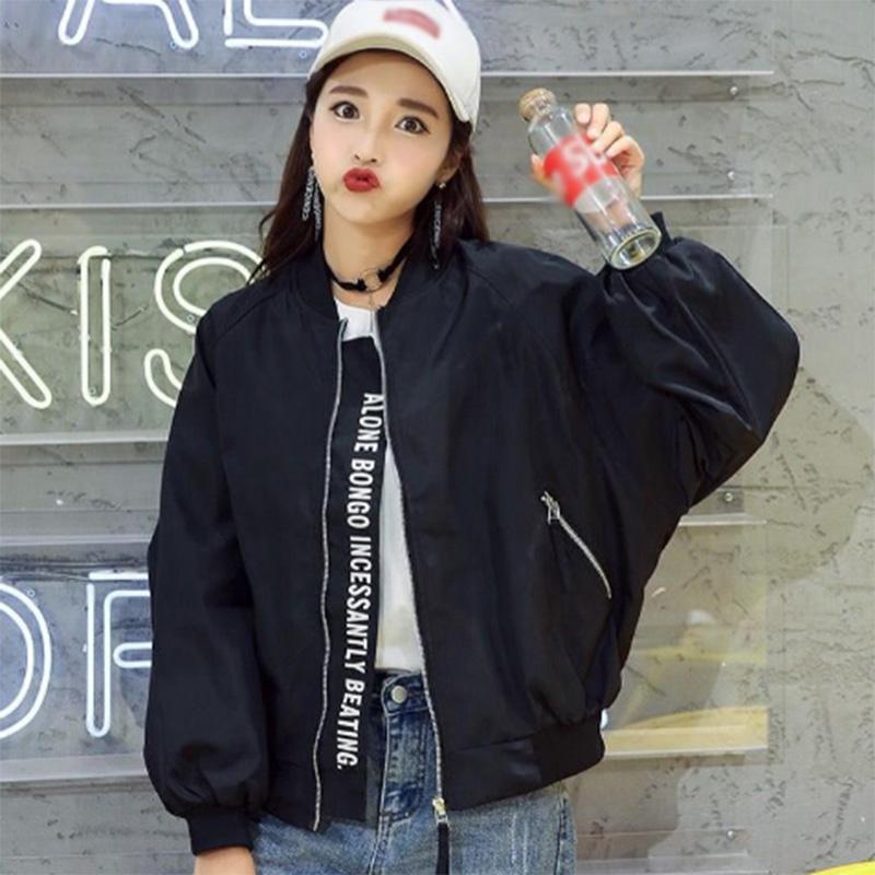 Baseball Uniform Kurze Jacke Einfarbig Reißverschluss Sport Casual All-Match Jacke Damen Top