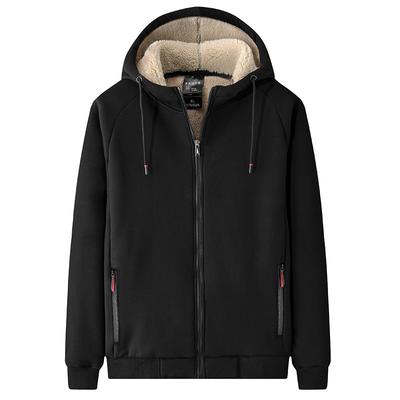 Men's Coat with Thick Fleece Jacket, Men's Hooded Lamb Fleece Warm Men's Clothing
