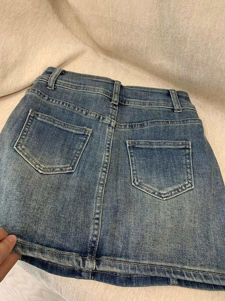 2025 Vintage High Waist Denim Mini Skirt for Women, Plus Size, Slimming, Anti-Exposure, Bodycon Workwear for Summer