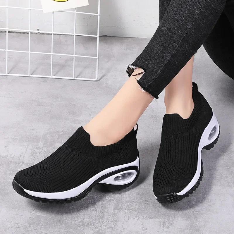 Fashion Casual Sport Shoes for Women  Wedge Platform Sneakers Women Air Cushion Mesh Breathable Women Vulcanized Shoes