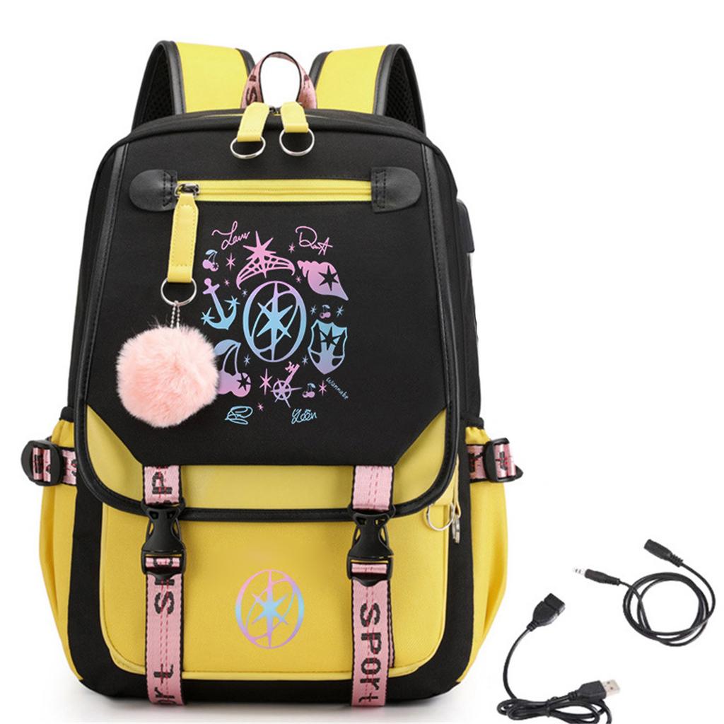 Gradient Print Backpack with Color Block Design, Large Capacity Travel and School Backpack for Men and Women