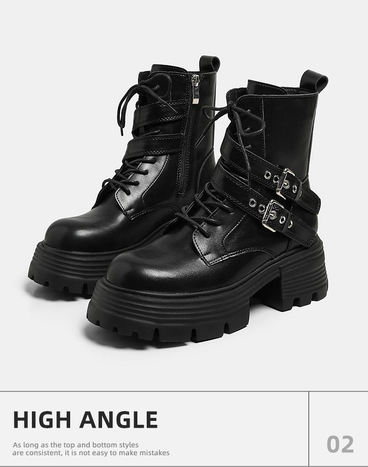 

Платформа ботинки Мартин женские весна и осень 2025 новые толстый каблук британский панк локомотивные ботинки небольшие увеличивающие рост короткие ботинки лето 40