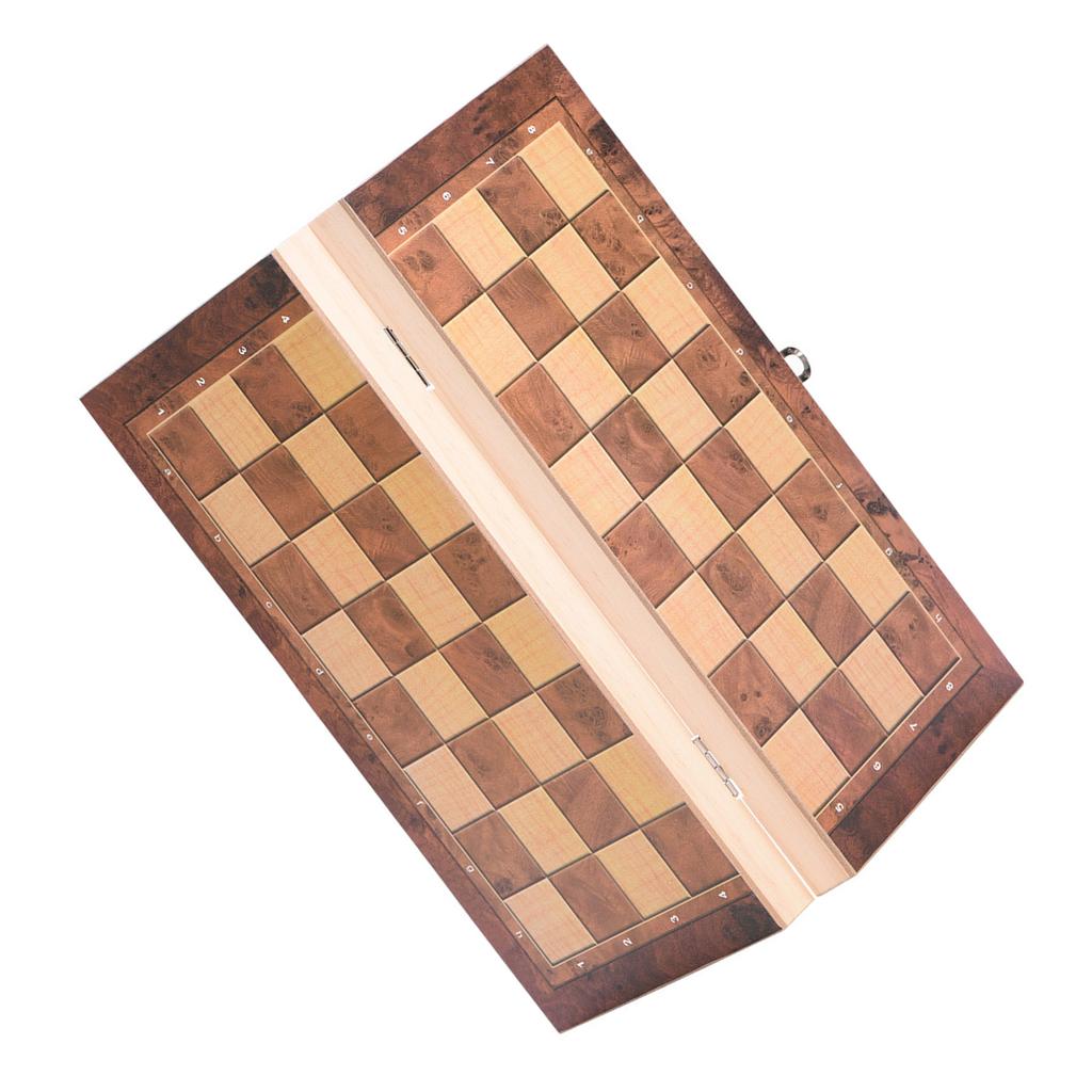 3in1 Portable Wooden Chessboard Folding Board Chess Game For Party Family Activities (34*34cm)