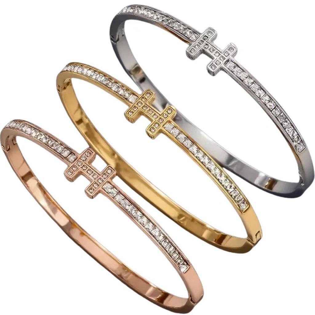 Bracelet Bijou Polyvalent Design de Niche Haut de Gamme pour Femme Lettre H Diamants Carrés Luxe Léger