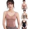 Sleeveless Thermal Tank Top for Women Fleece Lined Lace V Neck Base Layer with Built In Bra Warm Camisole Undershirts for Cold Weather