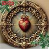 Decorazione Murale in Latta Sacro Cuore Vintage 2D Decorazione Religiosa Oro Rosso Regalo Spirituale