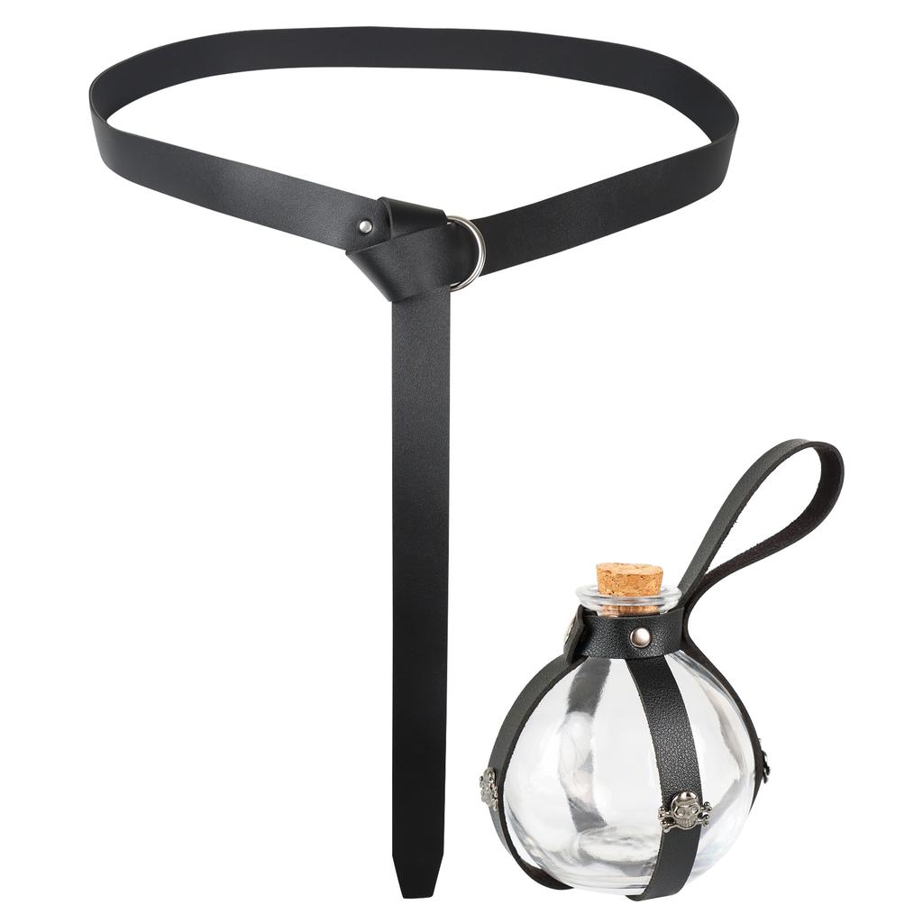 Acessórios de Cinto de Três Peças Halloween Fantasia Bruxa Vodu Mágico Magia Negra Garrafa de Poção de Cortiça Adereços de Fantasia para Role Play