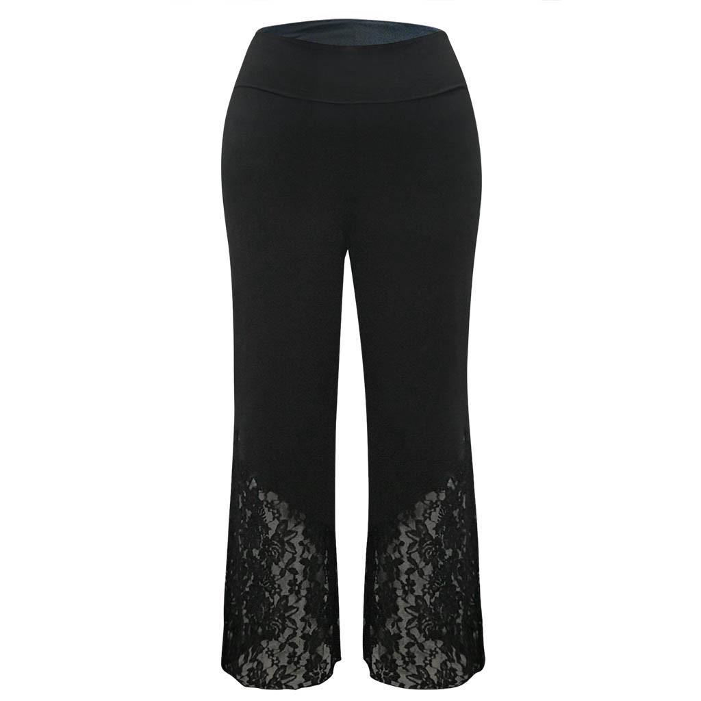 Women Casual Plus Size Lace Loose Wide Leg Leggings Sports Pants