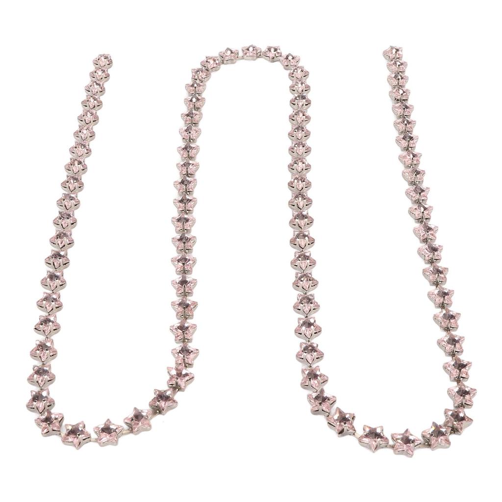 3.28ft Star Rhinestone Trim Chain 0.4in Width DIY Cuttable Colorfast Sew On Iron Rhinestone Claw Chain for Decoration Sewing Pink
