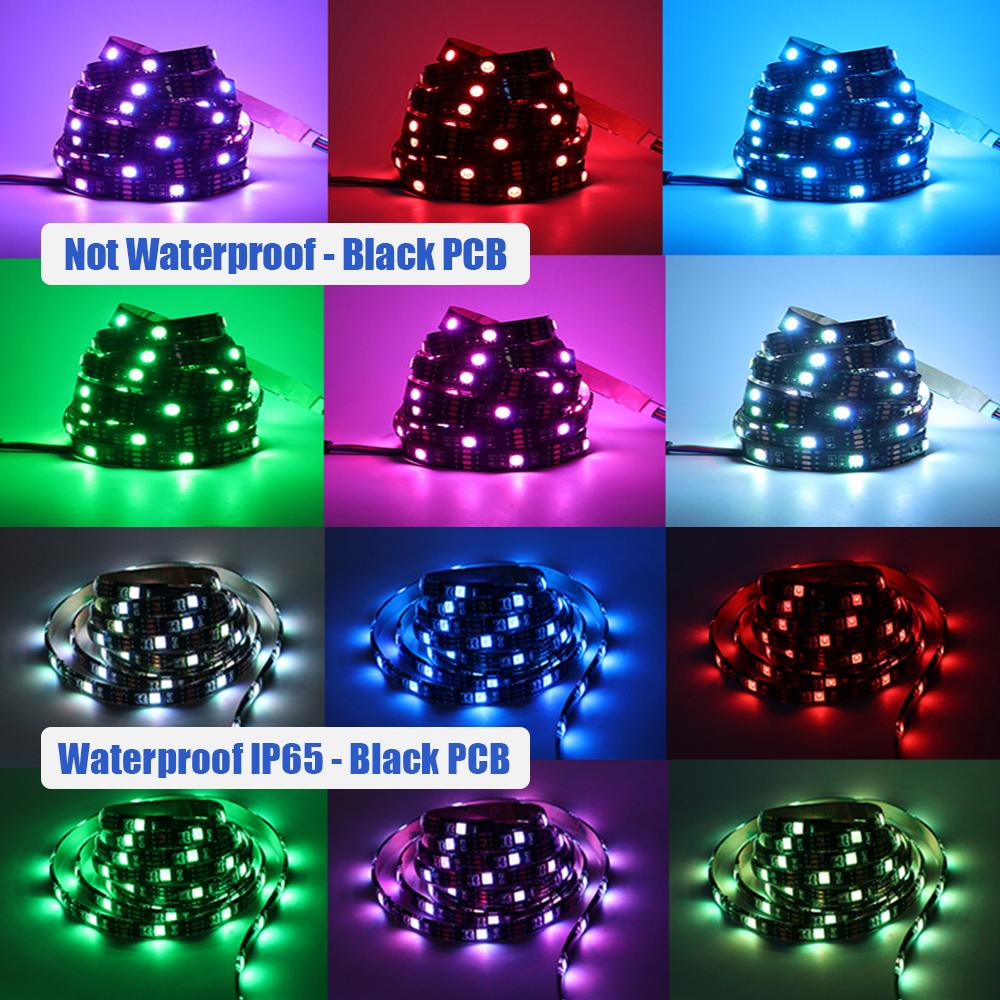 5V 5050 RGB LED-Streifenlicht Hausdekoration Wasserdicht 30 LEDs Flexibles Bandlicht 50cm 1m 2m 5m mit 4-Pin-Stecker Weiß/Schwarz PCB