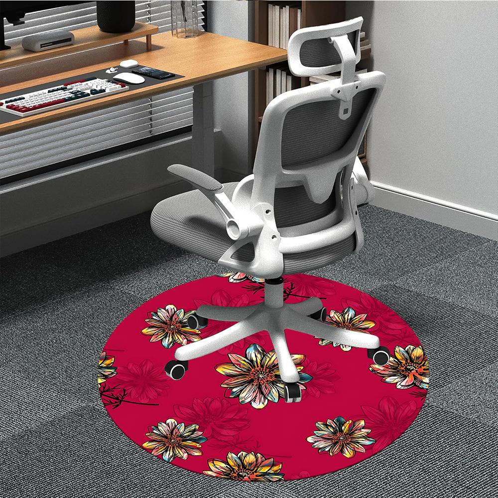 

1PC Floral Pattern Chair Carpet for Office, Indoor Non-Slip Washable Carpet, Soft Comfortable Mat For Office Room yy250930273 80cm by 80cm