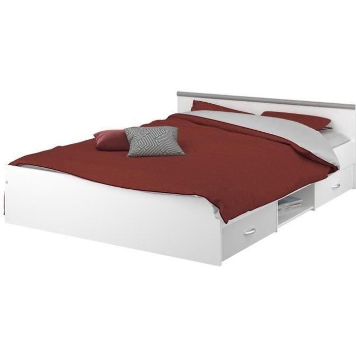 PARISOT Contemporary Adult Bed In Matt White - W 140 X L 200 Cm - ZODIAC