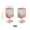2pcs/4pcs Nordic Style Vertical Stripes Goblet,Transparent Ice Cream Yogurt Dessert Cup,Stylish Household Glass Cup, Drinkware