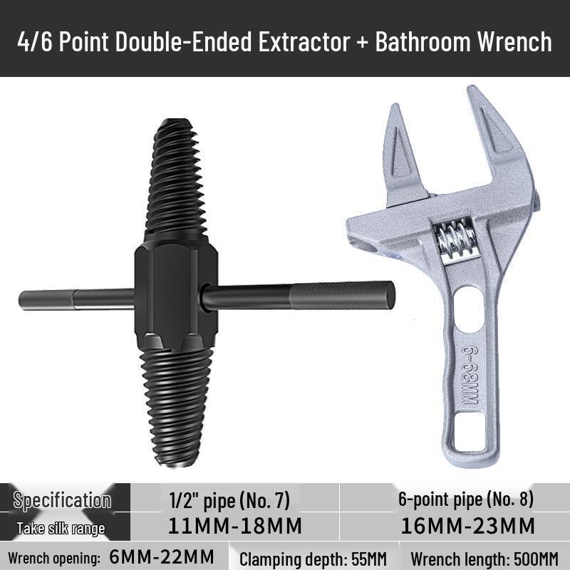 Doppelköpfiger Linksgewinde-Ausdreher für abgebrochene Wasserhähne, Rohre und Schrauben