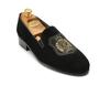 Lavantano Emblem Velvet Loafers - Black