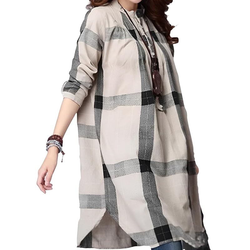 

[unifiss] check tunic no color one piece long sleeve casual spring and autumn ladies formal elegant Fashionable Beautiful Kajuar spring summer for