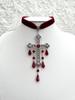 Geometric Gothic Cross Choker Necklace With Electroplated Alloy For Women