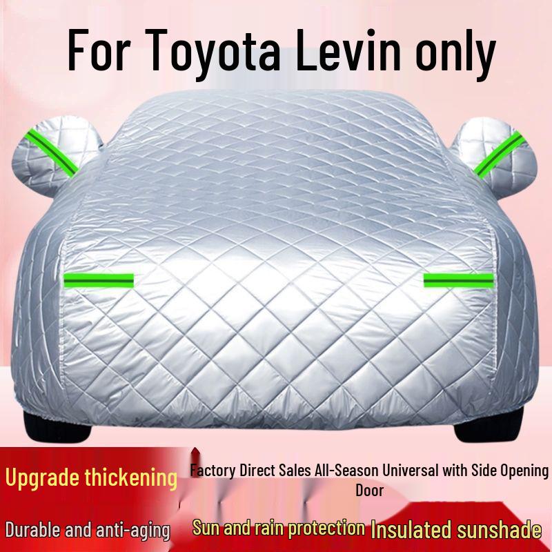

Toyota Levin All-Weather Car Cover: Protection Against Snow, Ice, Hail, Sun, and Rain with Thickened Cotton Insulation. Toyota Levin