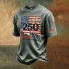 Men's Vintage Washed Short Sleeve Crew Neck T Shirt with 250th Independence Day Graphic Print and Sleeve Flag Patch Casual Tee