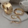 Ingemark Punk Hip Hop Irregular Metal Chunky Bangles for Women Vintage Fashion Gold Color Wave Spring Bracelets Men Jewelry Gift