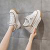 Leather little white shoes women's 2025 new mesh breathable thick baseplate shoes muffin sports shoes inner height increase casual women's shoes