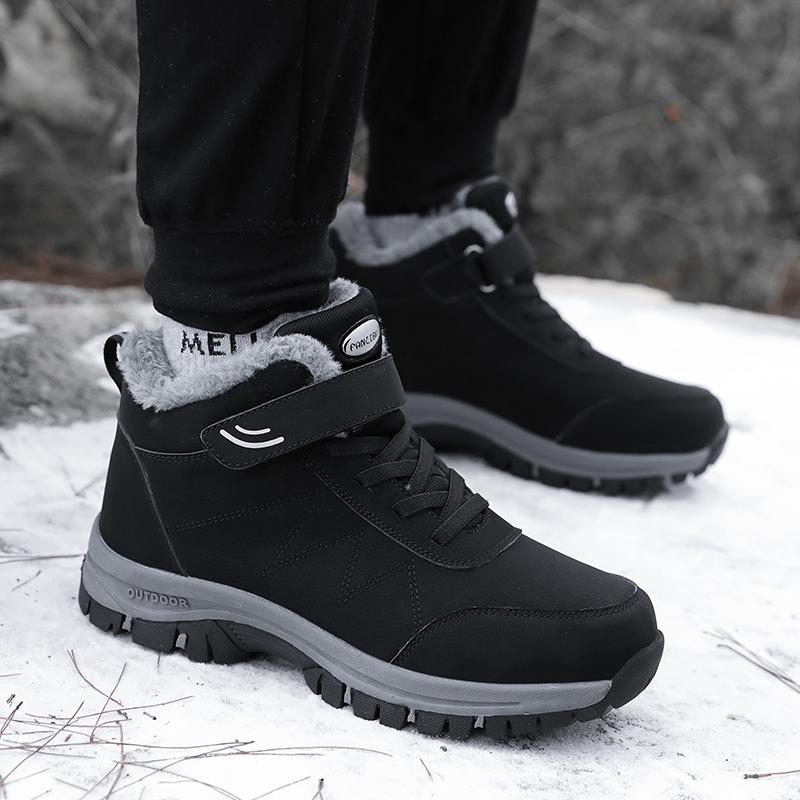 Winter Waterproof Snow Boots Men Women Short Boots PU Leather Warm Cotton Shoes Non-slip Plush Outdoor Hiking Sneakers