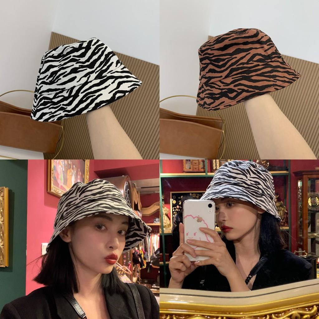 Pattern Zebra Fashionable Bucket Hat For Women Breathable Cotton Sun Hat Protection