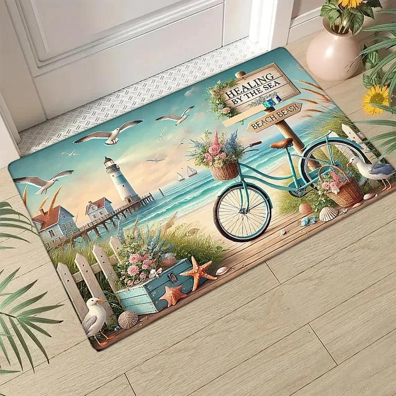 Sonnenaufgang am Strand Teppich Tropische Strandteppiche Ansichtsteppiche Automatte Einzugsgeschenk Geschenkteppich Außenteppich Akzentteppich