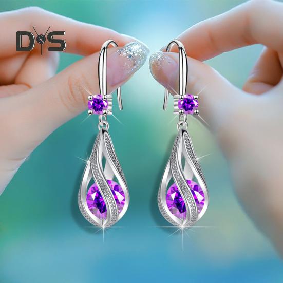 Srebrne Kolczyki Łezki dla Kobiet Kolczyki Wiszące z Cyrkoniami Sześciennymi Biżuteria Ślubna Dodatek dla Panien Młodych