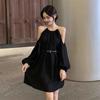 Modern French Designer Dress With Long Sleeves For Casual Fall Wear
