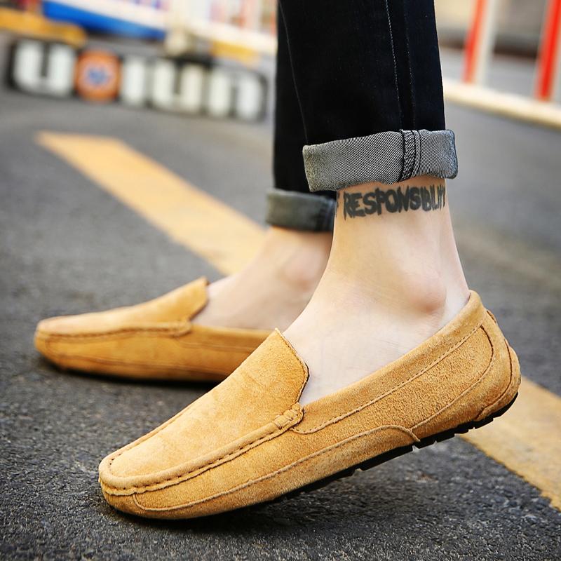 Fashion Men Flat Loafers 2025 Frosted Suede Flat Shoes Comfortable Non Slip Fashion Loafers Lightweight Trendy Outdoor Casual Shoes