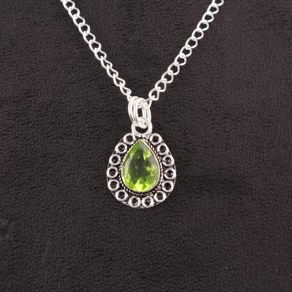 Heart Chakra Natural Peridot Sterling Silver Engagement Gift New Pendant Jewelry PP-26-4