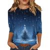 Women's Fashion Casual Christmas Printed Round Neck Long Sleeve Pullover Top