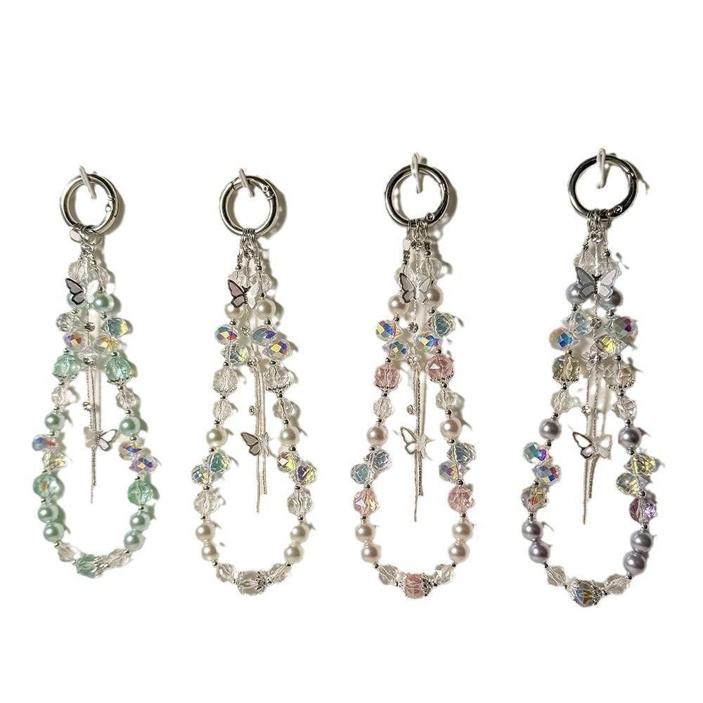 Pearl Tassel Butterfly Phone Lanyard Anti-lost Phone Case Wrist Strap  Christmas Gifts