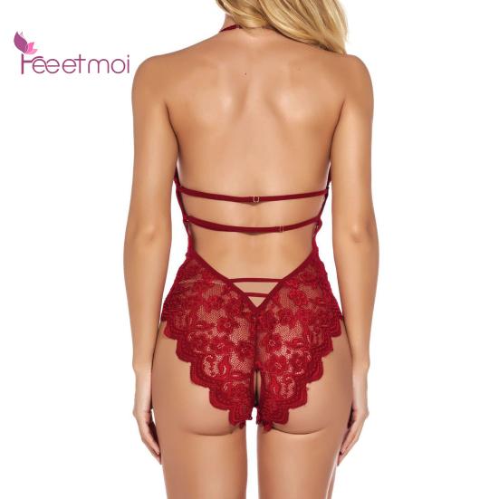 Koronkowa bielizna seksowna gorąca erotyczna jednokolorowa bielizna nocna typu babydoll koronkowa wydrążona bielizna bez ramiączek biustonosze bielizna
