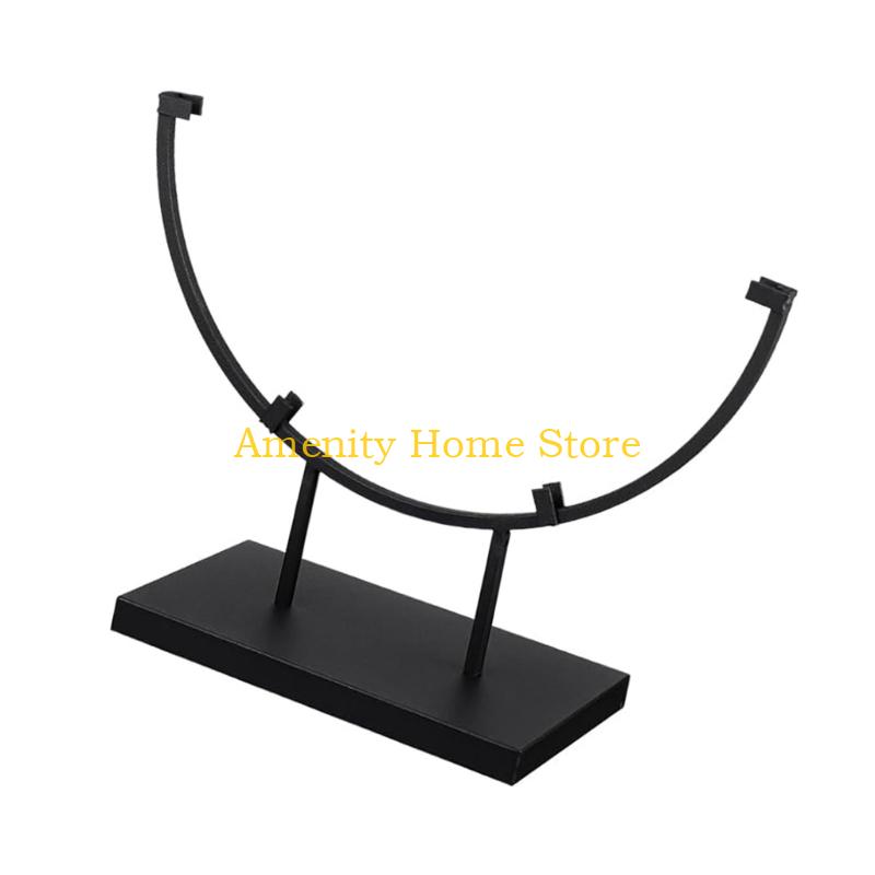 F26C Multipurpose Iron Holder for Displaying Round Plate Photo Picture Frame Stained Glass Art Stand Base Easy Installation
