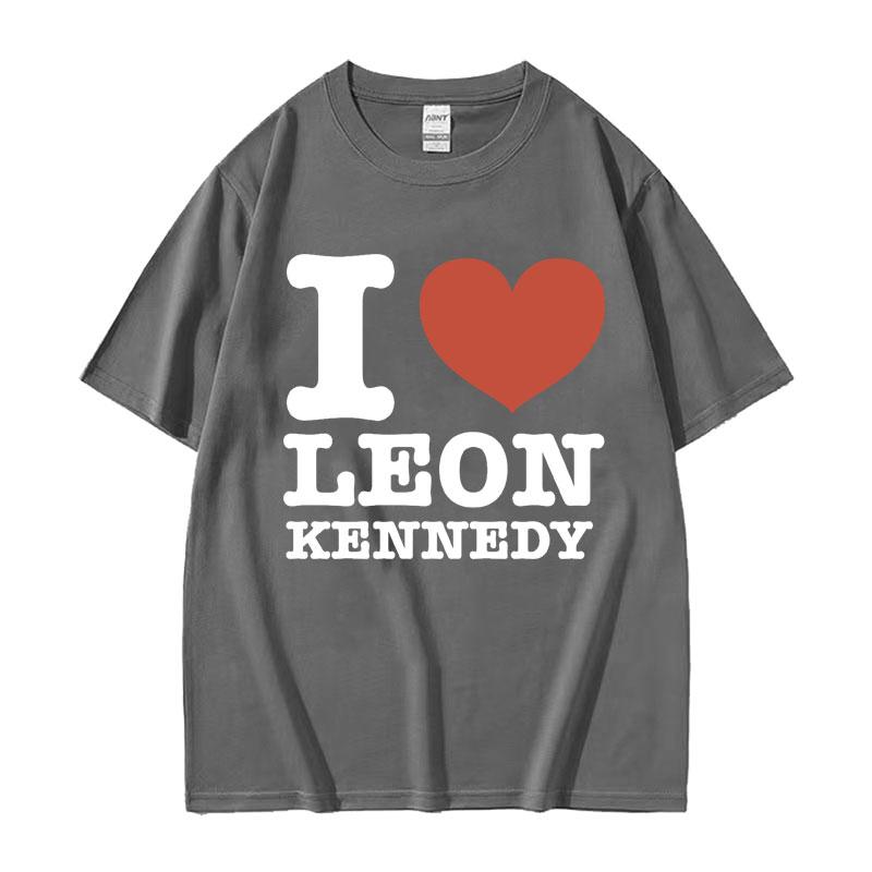 I Heart Leon Kennedy Potisk Trička Pánské Dámské Oblečení Móda Vintage Tričko Pánské Oversized Bavlna Krátký Rukáv Tričko Top