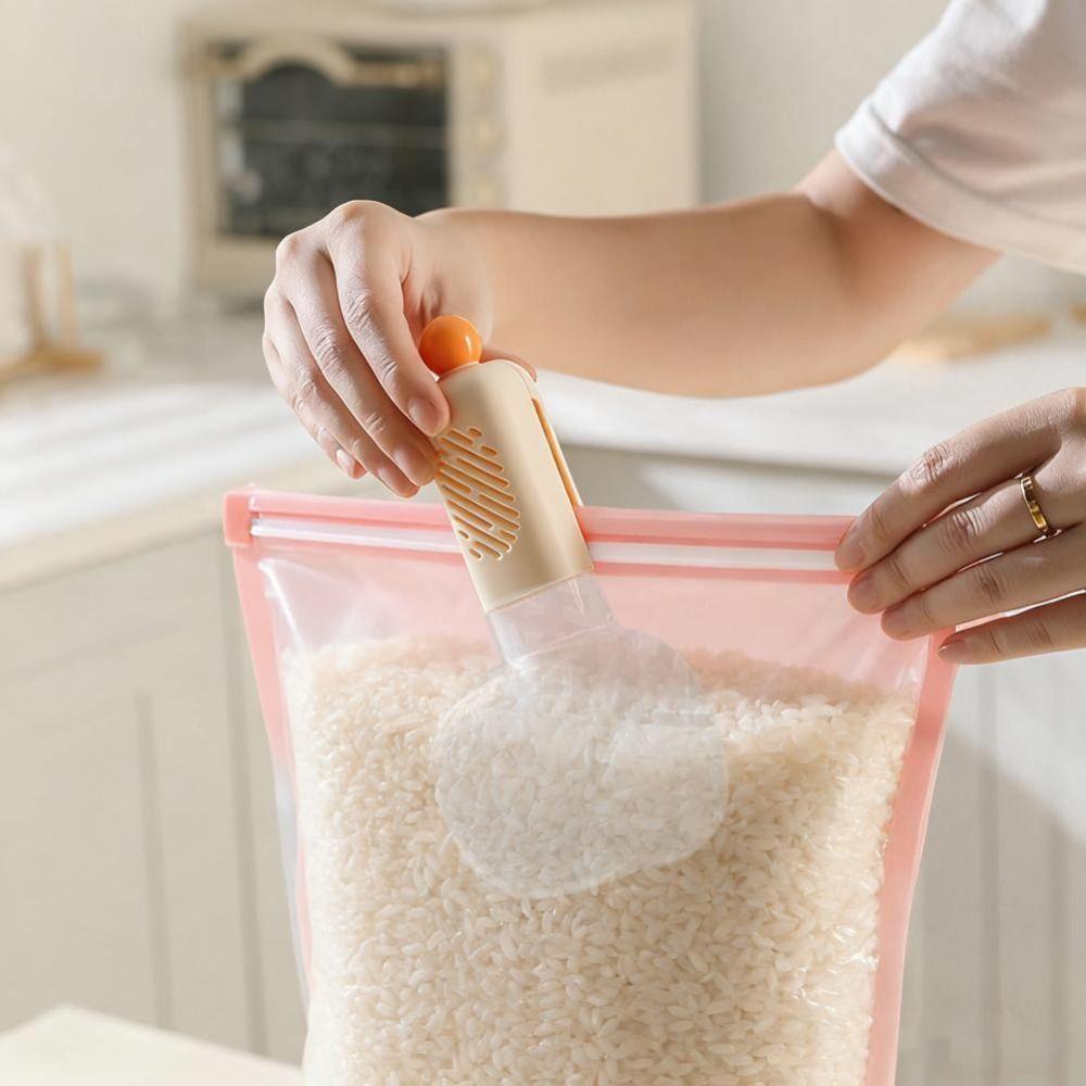 PET Kitchen Rice Scoop Multifunctional Moisture and Insect Prevention Household Food Spoon With Sealing Clip